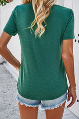 Evergreen Casual Solid Color V Neck T Shirt