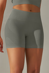 Dark Grey Solid Color High Waist Tummy Control Active Shorts