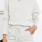 White Textured Long Sleeve Top & Drawstring Shorts Set