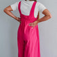 Strawberry Pink Smocked High Waist Wide Leg Overall