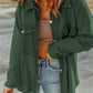Green Textured Button Up Shirt Shacket with Flap Pockets