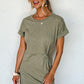Laurel Green Folded Sleeve Twisted Mini T-Shirt Dress