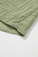 Meadow Mist Green V Neck Flutter Sleeve Textured Blouse - Ninonine