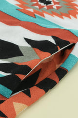 Multicolor Striped Cuffs Geometric Print Color Block Long Cardigan