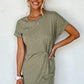 Laurel Green Folded Sleeve Twisted Mini T-Shirt Dress