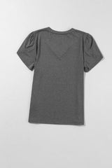 Carbon Grey Tulip Sleeve V Neck T-Shirt