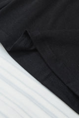 Black Sequin Patch Chest Pocket Raglan Sleeve Top