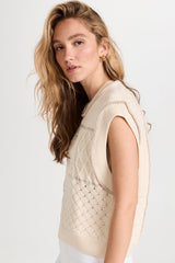 Beige Plain Twist Cable Knitted Top