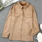 Khaki Suede Button Front Closure Fall Jacket for Women