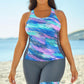 Multicolor Sleeveless Top and Cropped Pants Tankini Swimsuit