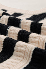 Black Stripe Round Neck Knit Top