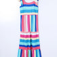 Multicolor Striped Print Bow Knot Straps Sleeveless Maxi Dress