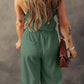 Moss Green Knotted Straps Textured Drawstring Jumpsuit