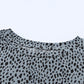 Gray Cheetah Print Casual Side Pockets Short Sleeve Tunic Top