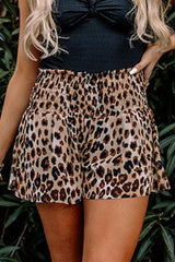 Leopard Print Smocked Waistband Shorts