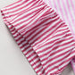 Pink Striped Patchwork Ruffle Button Up Shirt