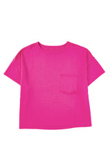 Bright Pink Patched Pocket Exposed Seam Oversized T Shirt