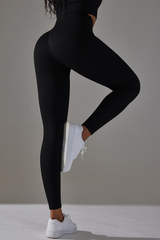 Black High Waist Solid Color Yoga Leggings