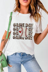 White Baseball GAME DAY Letter Print Graphic Tee