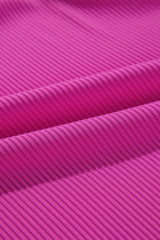 Strawberry Pink Textured Knit Mock Neck Raglan Sleeve Loose Top